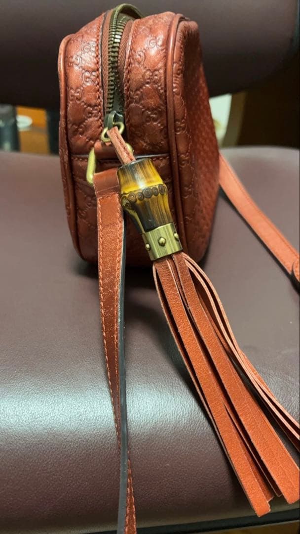 GUCCI グッチ　マイクログッチシマ　gg柄　バンブー　ショルダーバッグ