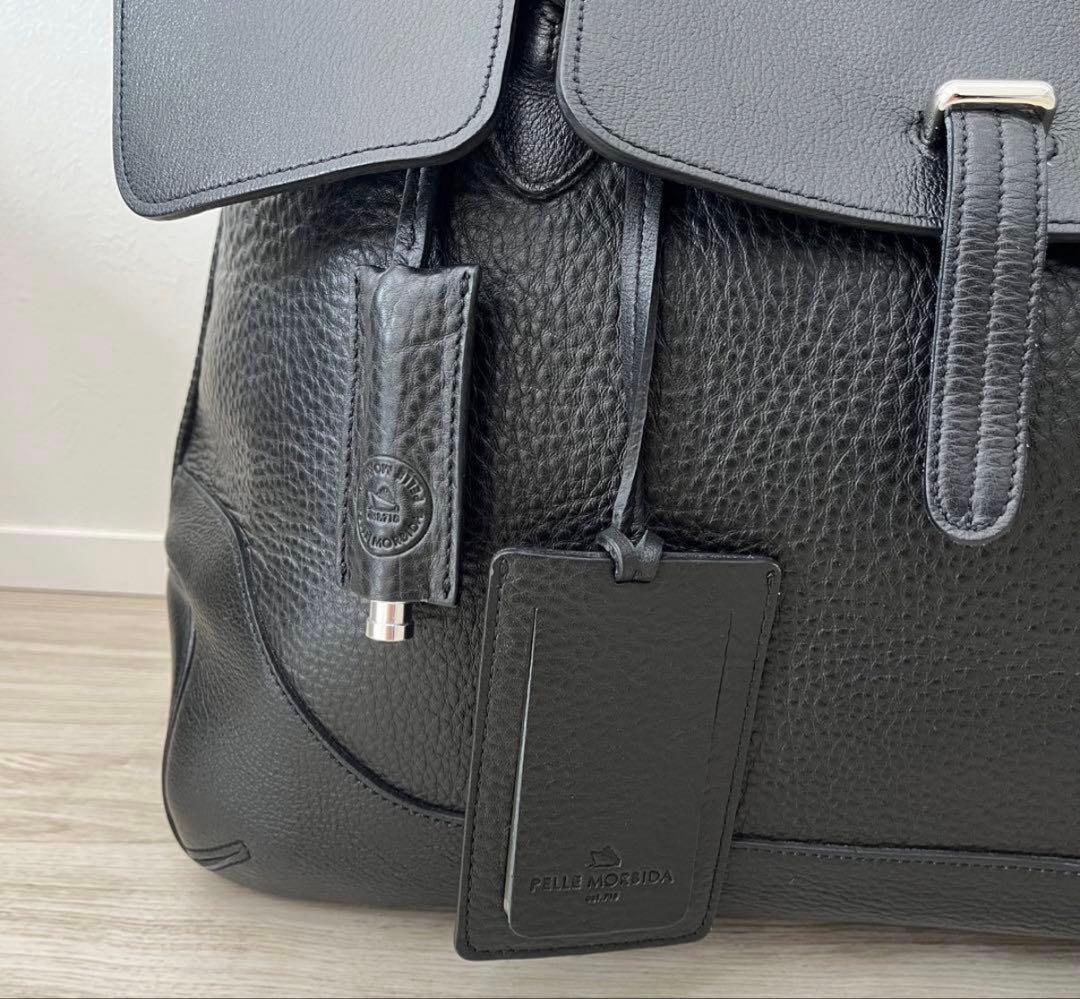 ペッレモルビダ ビジネスバッグ トート ブラック レザー フラップ付