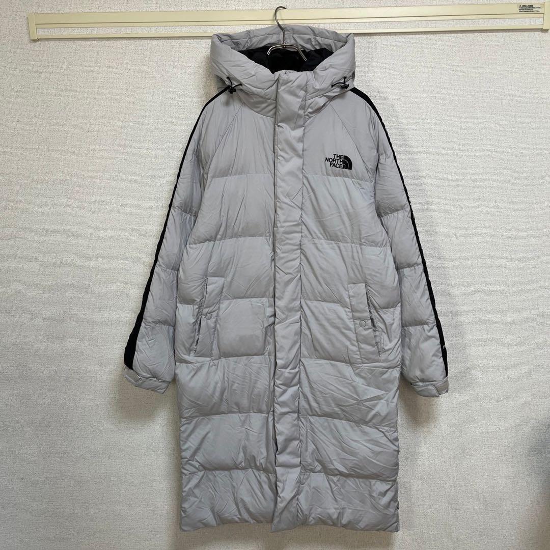 ノースフェイス】中綿ロングコート　Tball　グレー　刺繍　デカロゴ　肩ロゴ３K