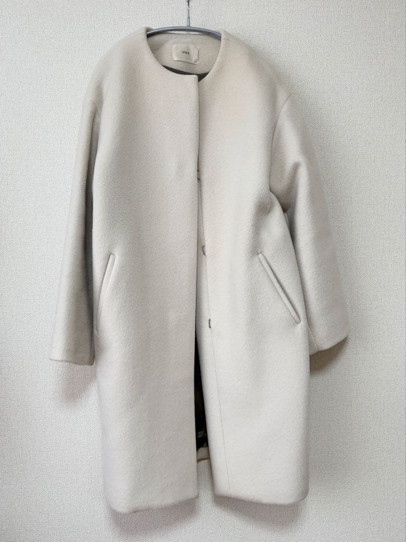 IENA ラムウールノーカラーコート #ナチュラル