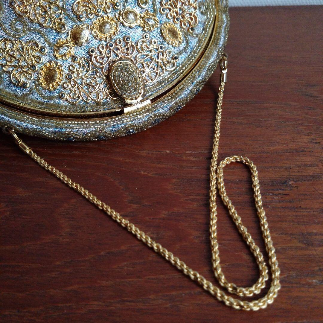 希少　皇室御用達　LUMY　はしもと　ビーズ　 刺繍　バッグ　がま口