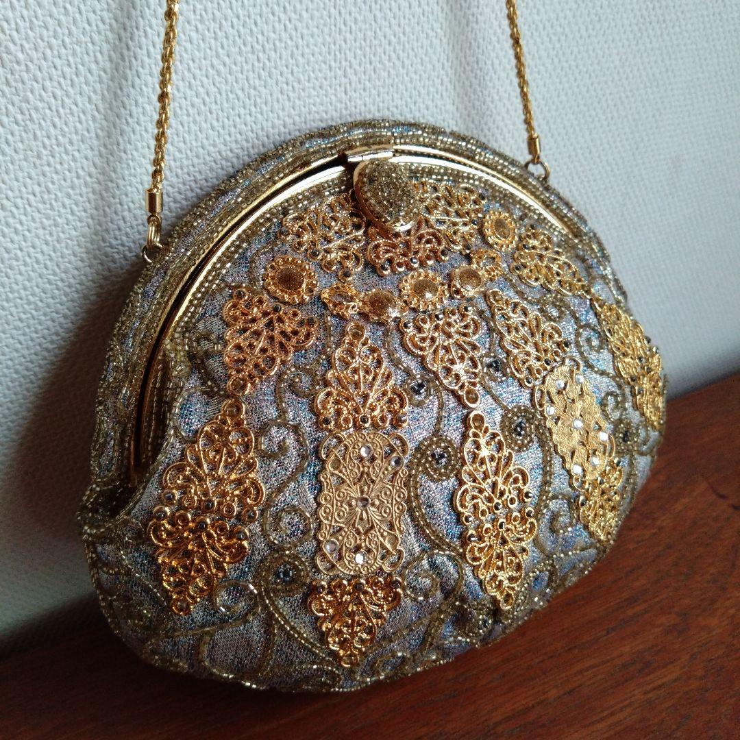 希少　皇室御用達　LUMY　はしもと　ビーズ　 刺繍　バッグ　がま口