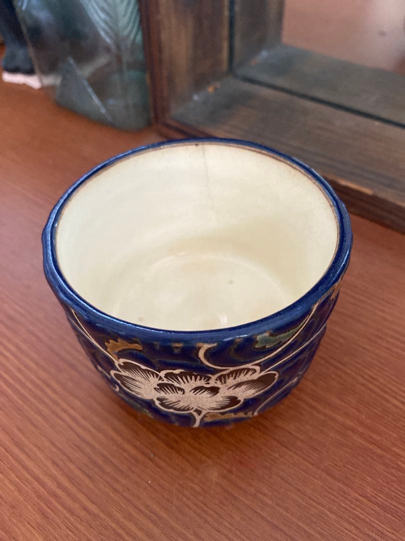 古清水　黒地　瑠璃　白緑黄釉茶碗 江戸初期　希少　骨董　レア