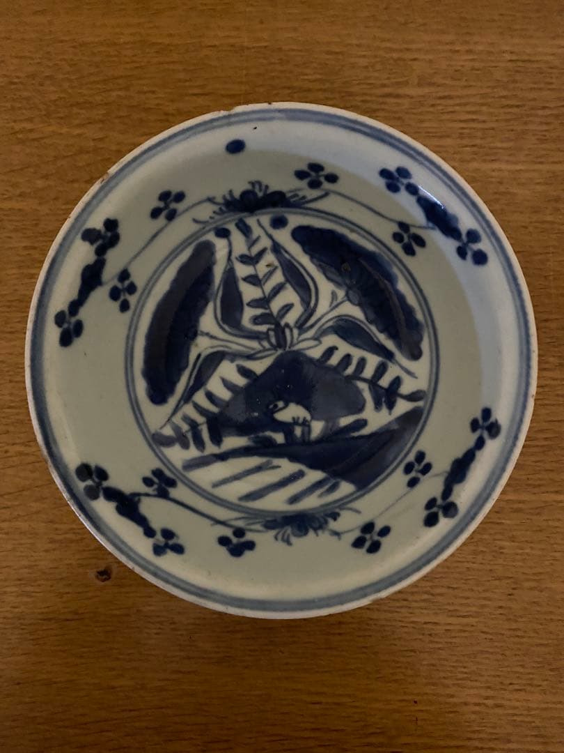 水草水禽文　古染付　平鉢