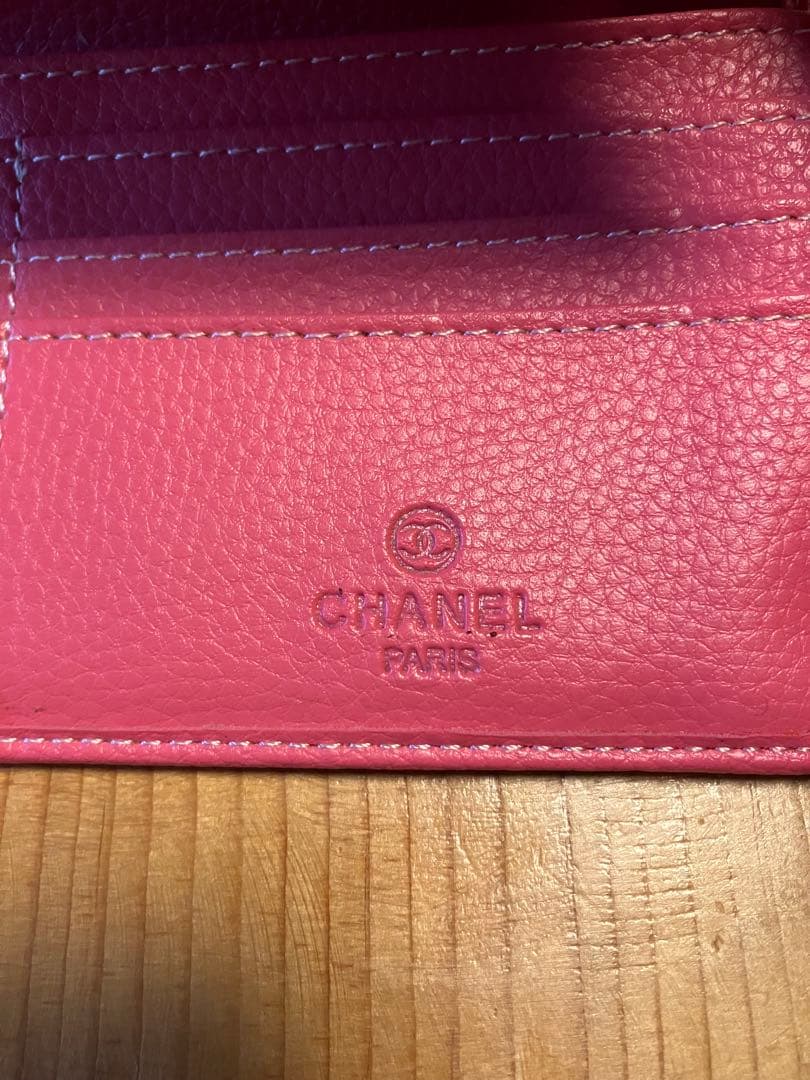 【非売品】CHANEL シャネルノベルティ ピンクレザー三つ折り財布