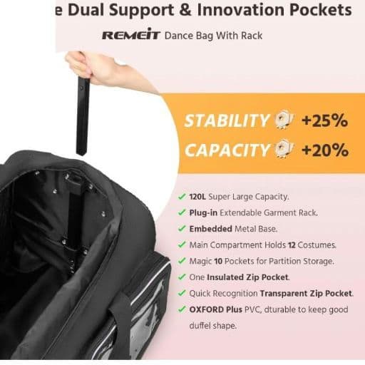ダンスバッグ ガーメントラック 衣類転がりダッフル 旅行衣装ケース 競技会