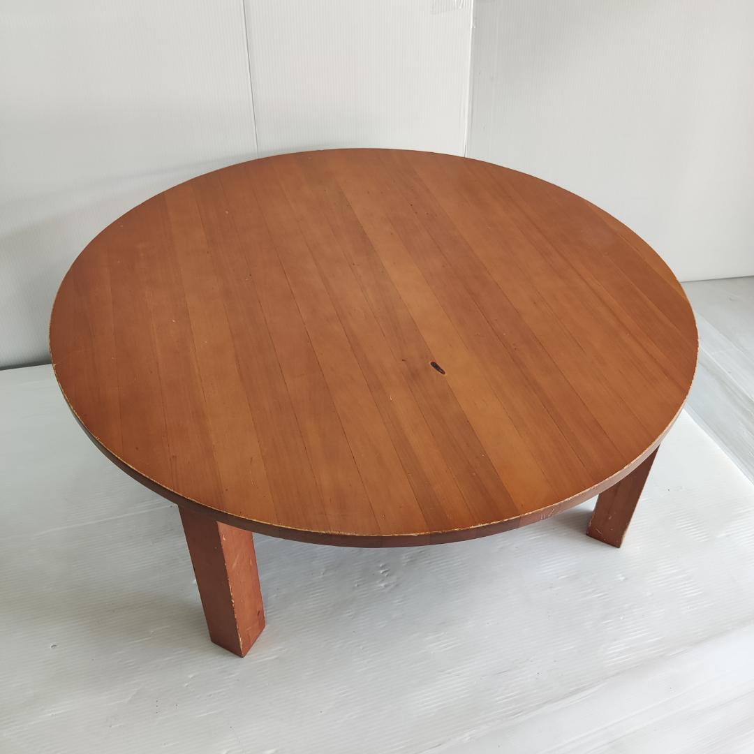 ちゃぶ台　レトロ　木製　円形座卓　茶色　小傷あり