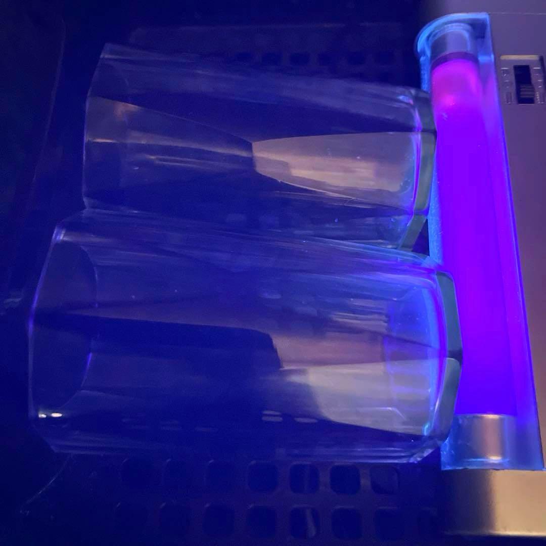 骨董　時代ガラス　紫色被せダイヤ綴り　大正浪漫　モダン切子　コップ　ウラン ２客