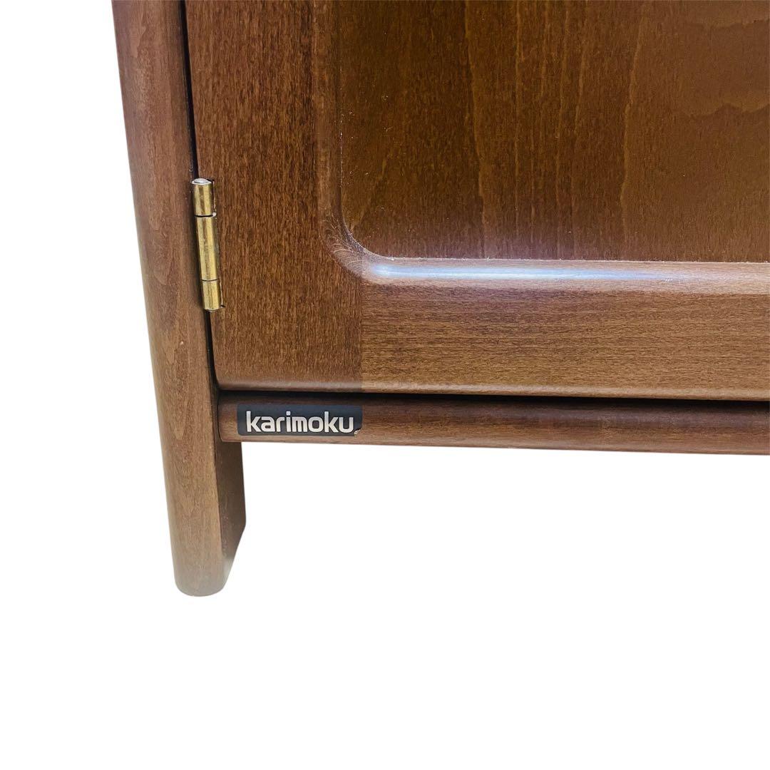 【美品】Karimoku カリモク 家具 木製 電話台 キャビネット FAX台