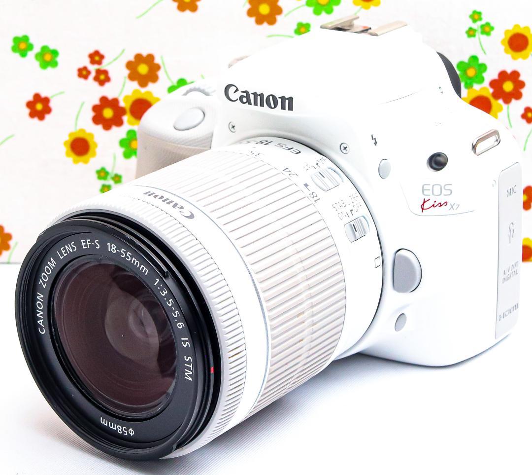 Canon kiss x7☆希少ホワイト☆スマホに転送☆高性能レンズ！