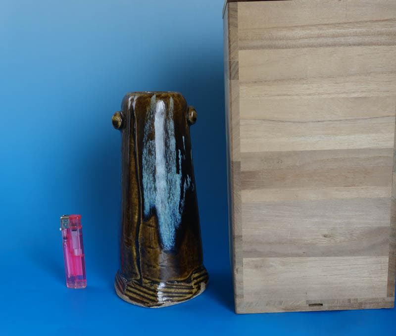 唐津焼 朝鮮唐津 耳付花入 花瓶 三玄窯 中里重利 陶房 茶道具 2319