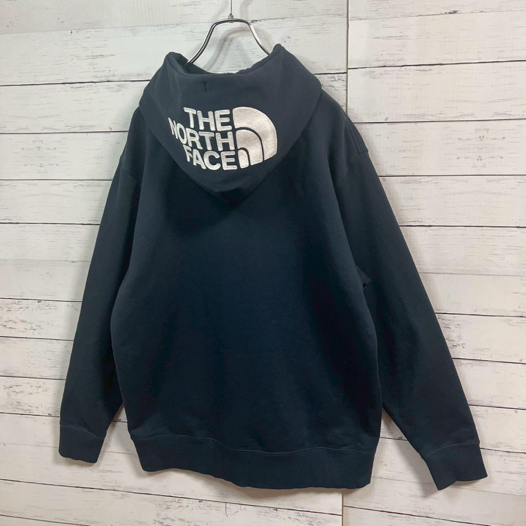 1【希少XL】ノースフェイス☆フード刺繍ビッグロゴ リアビュー☆7414