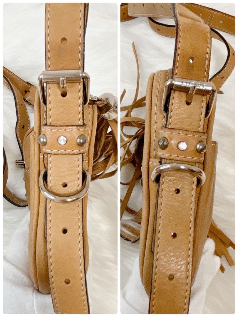 ロエベ　ショルダーバッグ　アナグラム　ラインストーン　ビジュー　フリンジ　ミニ