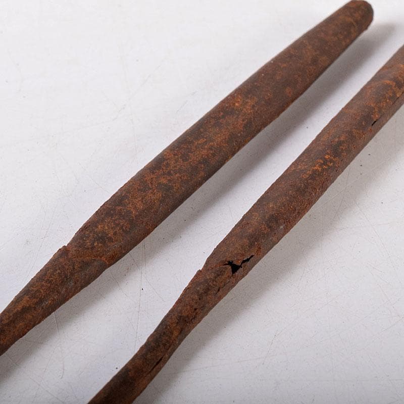 茶道具　鋳物師　金岡宗幸作　古鉄　火箸　共箱　C　R7754