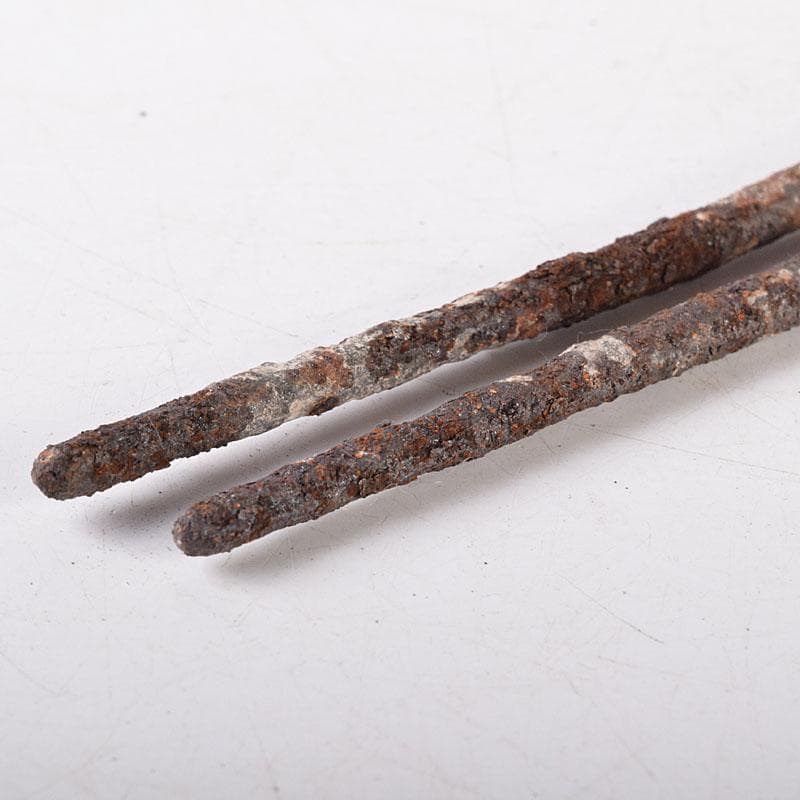 茶道具　鋳物師　金岡宗幸作　古鉄　火箸　共箱　C　R7754