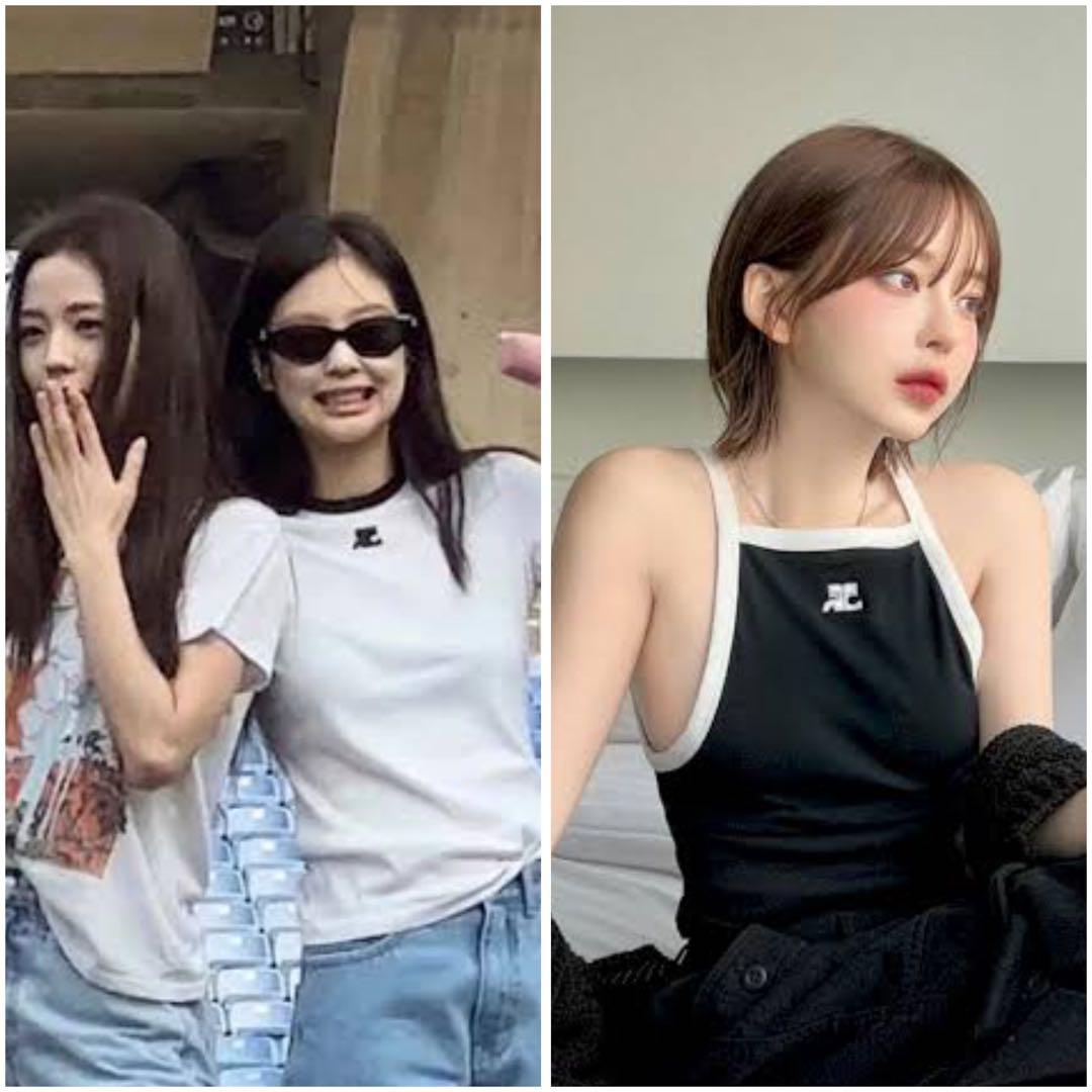 ヴィンテージ Courreges ブルーステッチ コットンポロシャツ