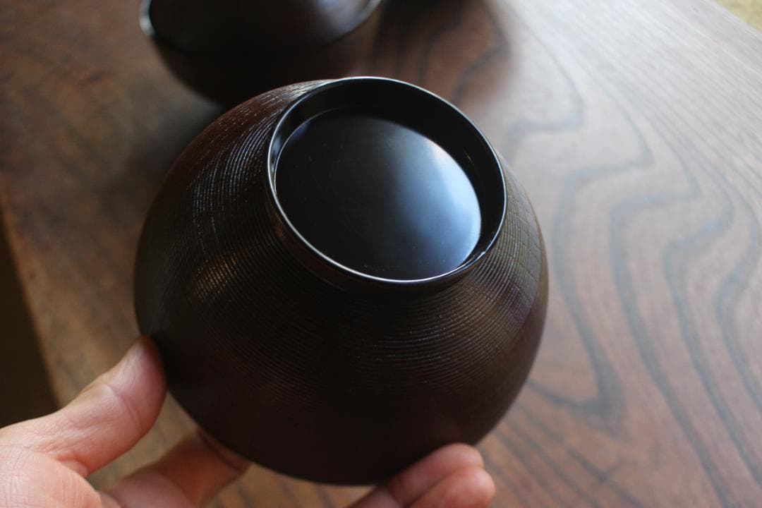 デッドストック！極上千筋糸目に優美な見返鶴蒔絵の煮物椀2点（検輪島塗蒔絵椀雑煮椀