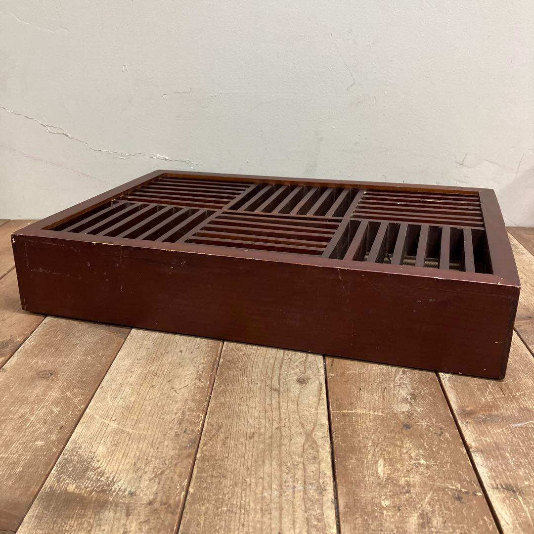 A-2 昭和レトロ 木製 CDラック 飾り棚 収納ラック 和モダン 格子デザイン