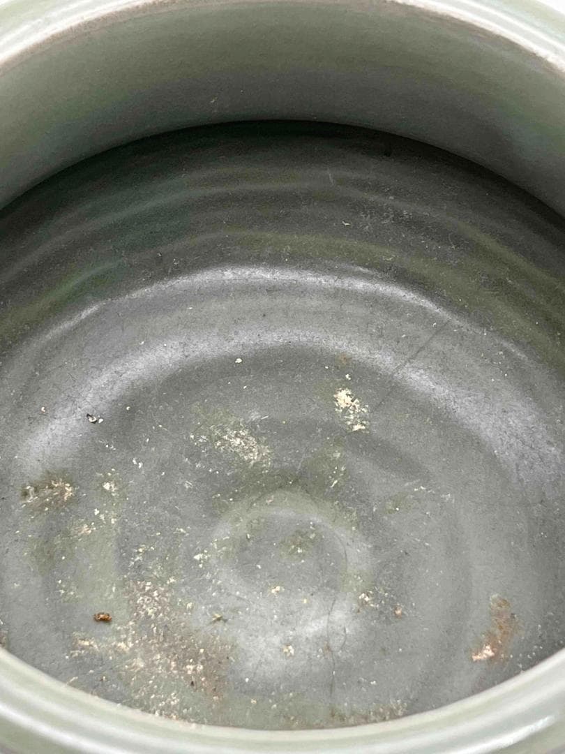 明時代　青磁　龍泉窯花卉文簋形香炉(E-75)