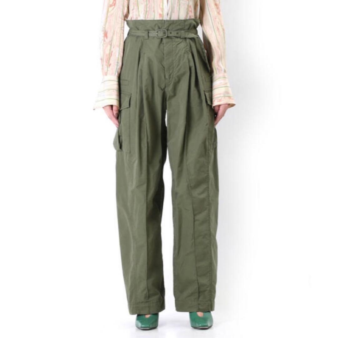 mame★Cotton Nylon Tucked Cargo Trousers
