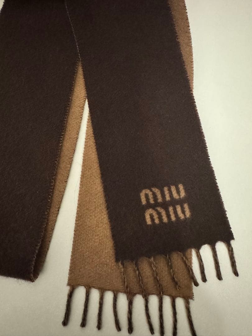 MIUMIU カシミヤスカーフ ブラウン