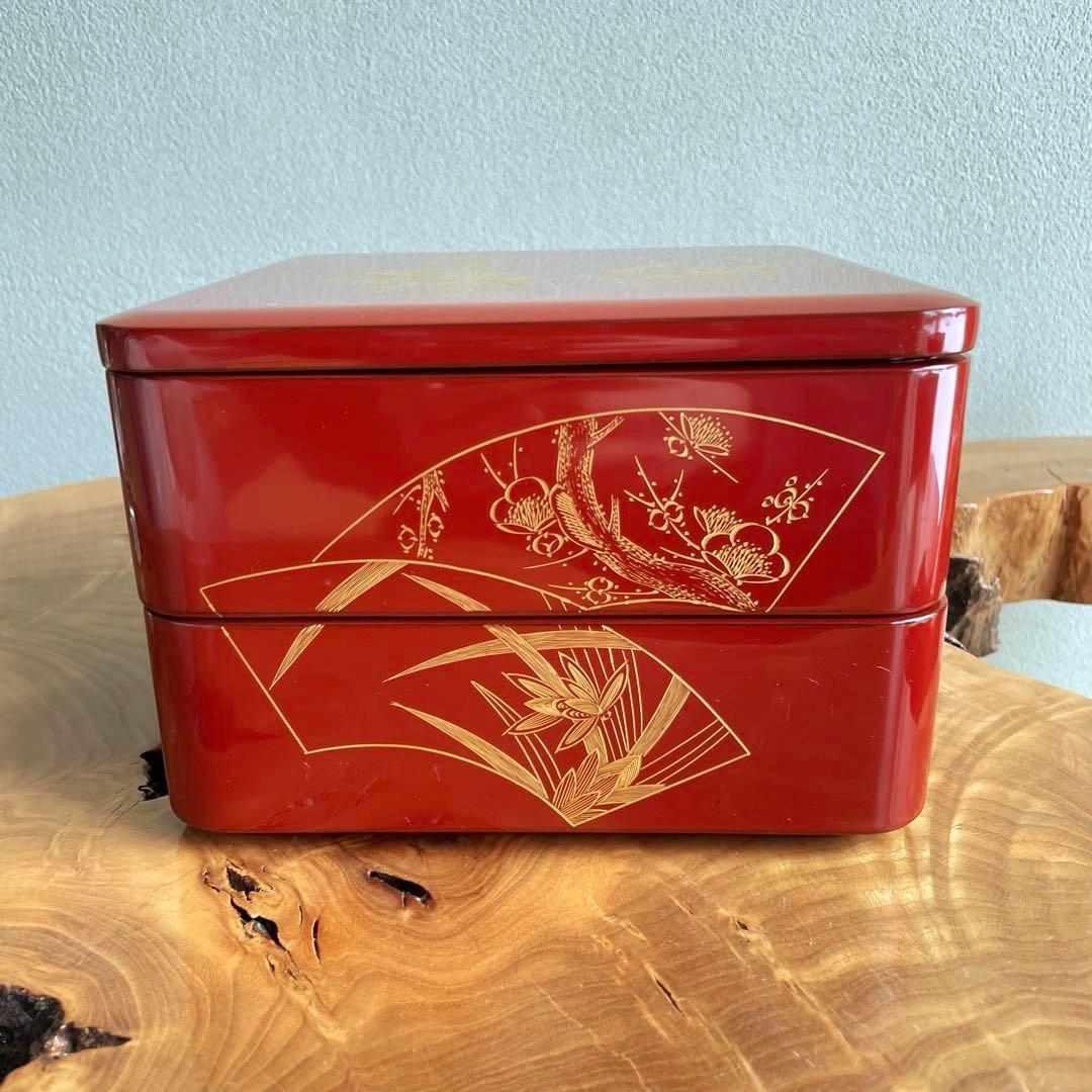 輪島塗 沈金 二段重 四君子 お重 漆器 定価70.000円