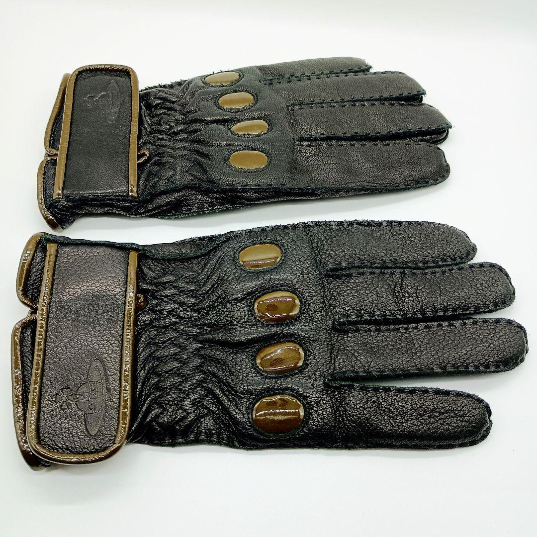 【美品】ヴィヴィアン 手袋 レザー グローブ 羊革 オーブ メンズ 25㎝