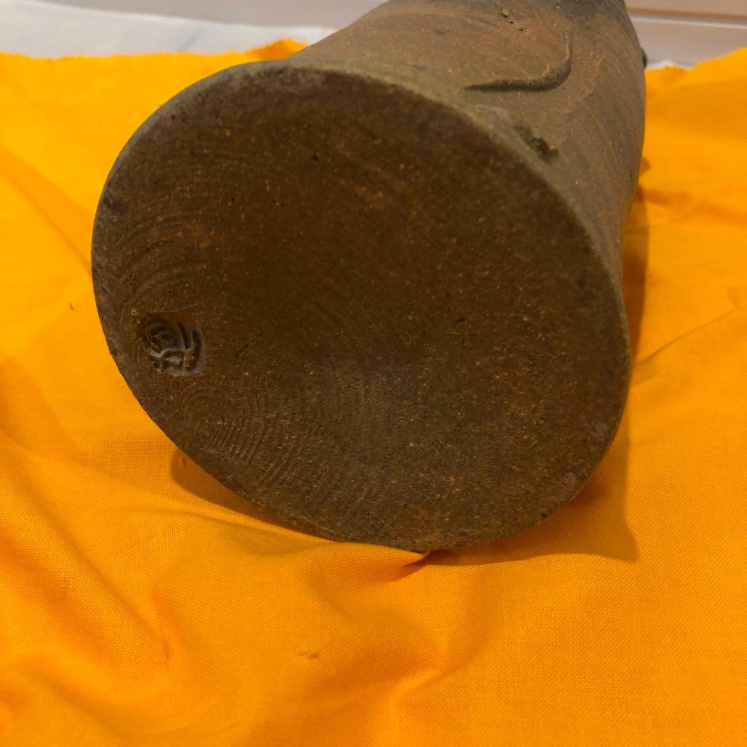 須藤武雄作　灰釉耳付花瓶