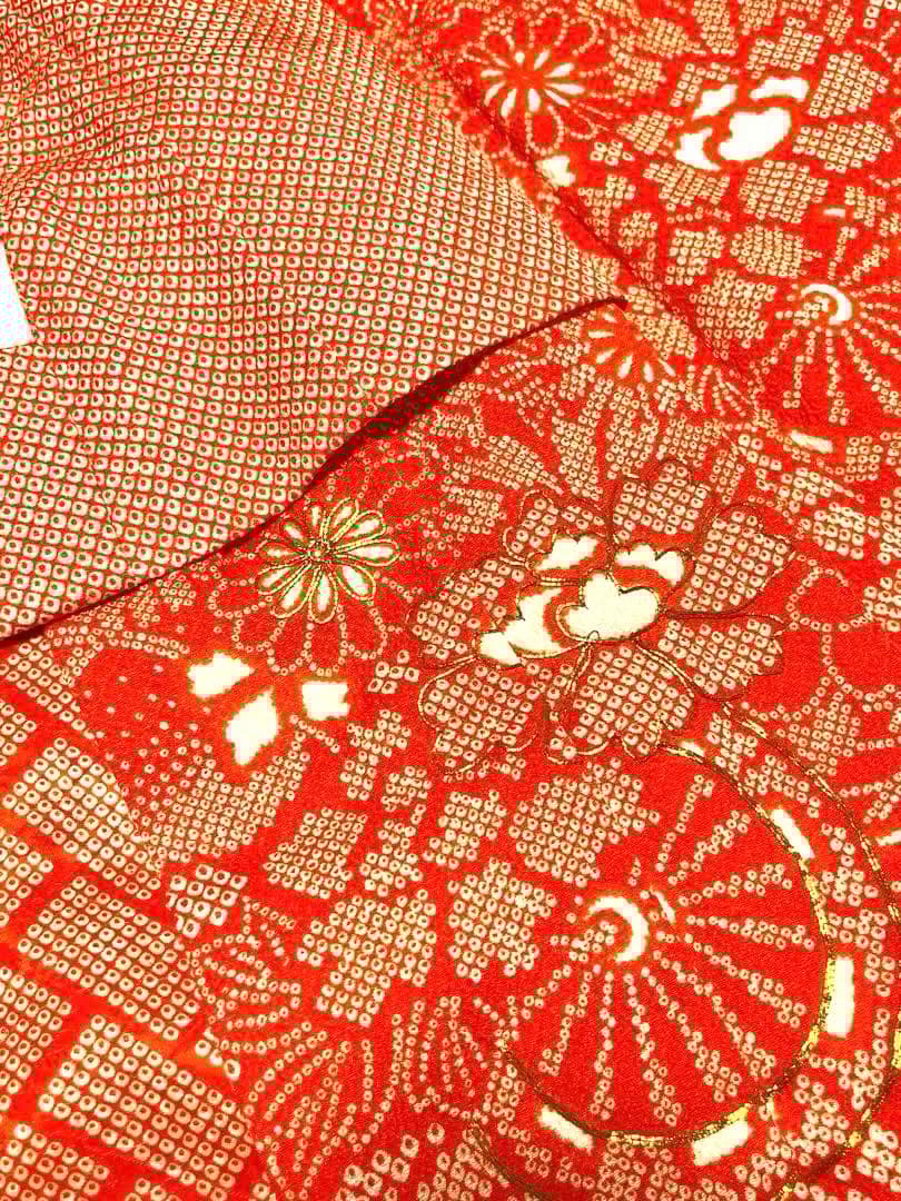 七五三 3歳 絞り柄 着物 アンティーク 被布セット