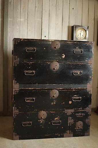 丸金具庄内箪笥　2段　タンス　収納　古家具　古民家　時代家具