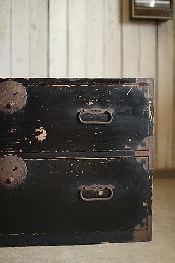 丸金具庄内箪笥　2段　タンス　収納　古家具　古民家　時代家具