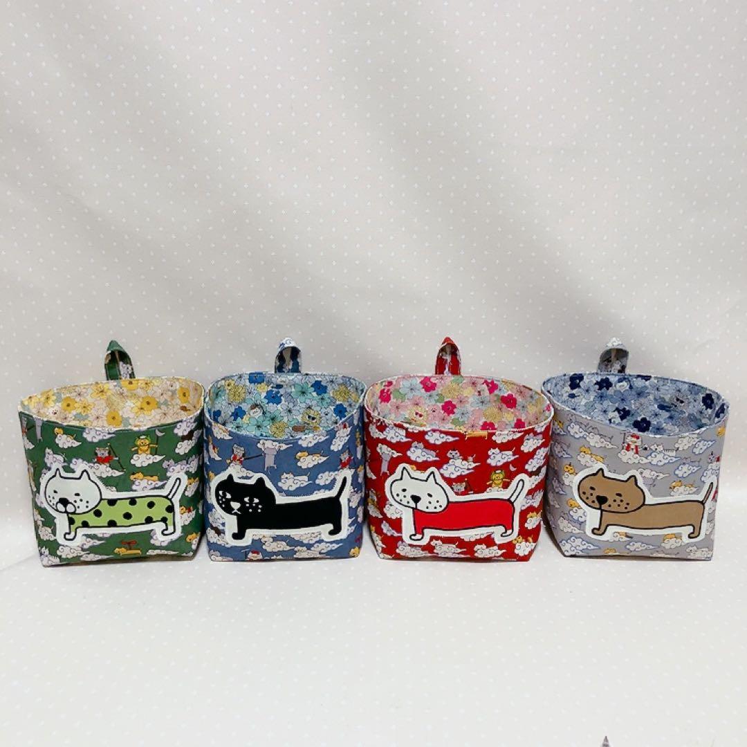 chibinyanco。 布バスケット バックインバック ねこ生地
