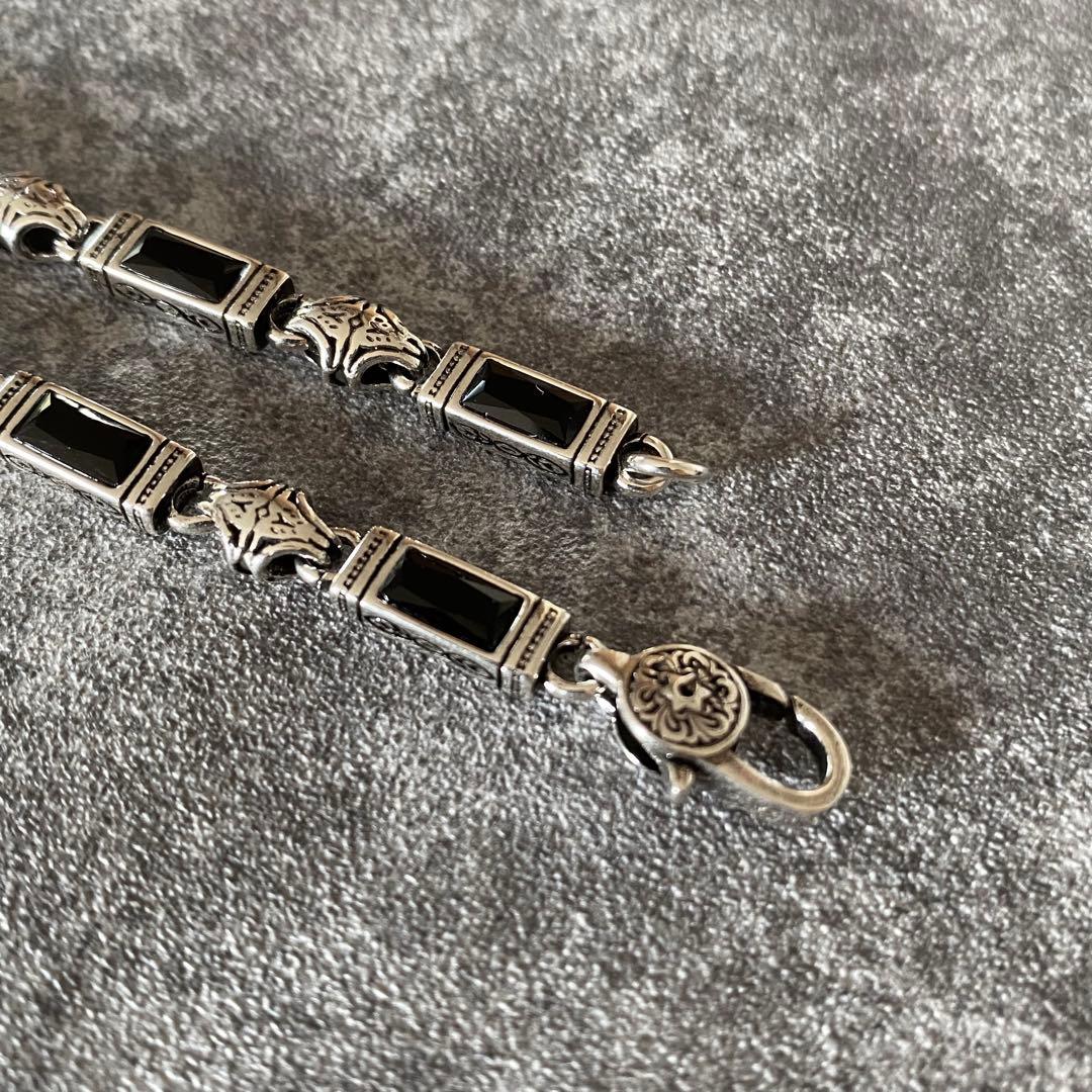 メキシカンジュエリー シルバー925 オニキス調 ブレスレット ブラック2way