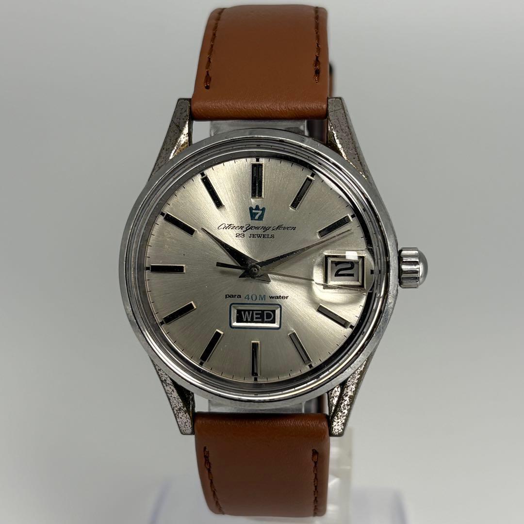 OH済 CITIZEN シチズン ヤングセブン 65年製手巻腕時計 風防新品