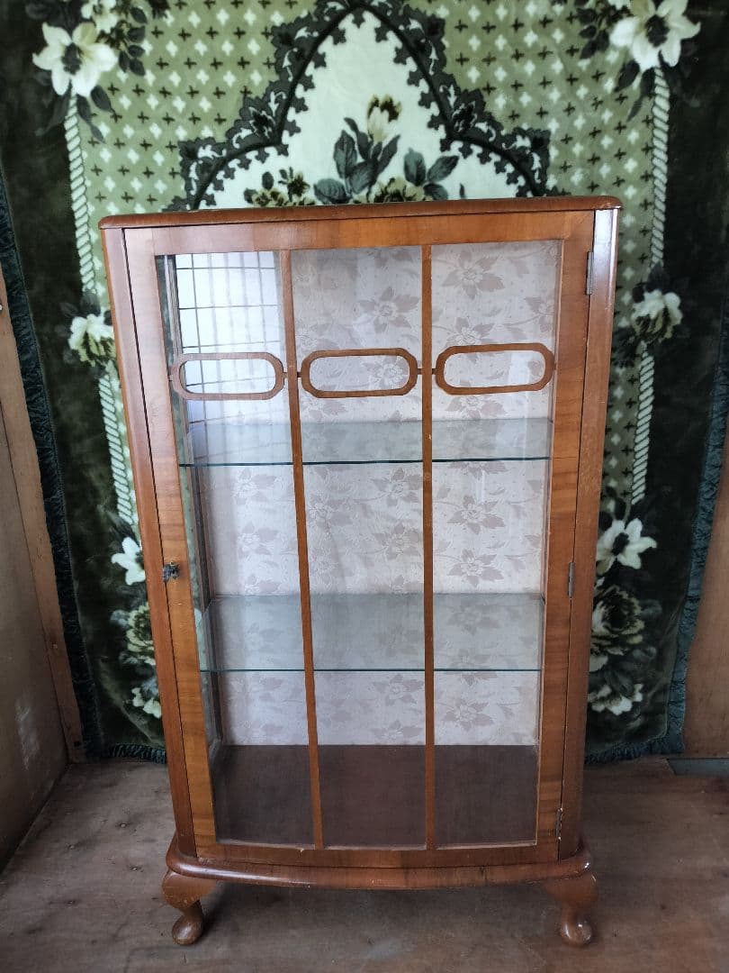グラスキャビネット　ウォールナット　アンティーク　キャビネット　最終値下げ