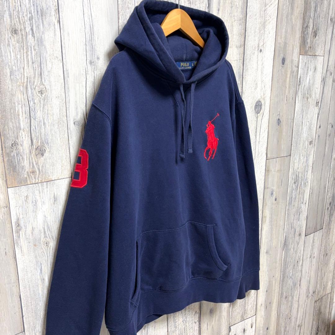 ポロ ラルフローレン ビッグポニー刺繍 プルオーバー パーカー ネイビー L
