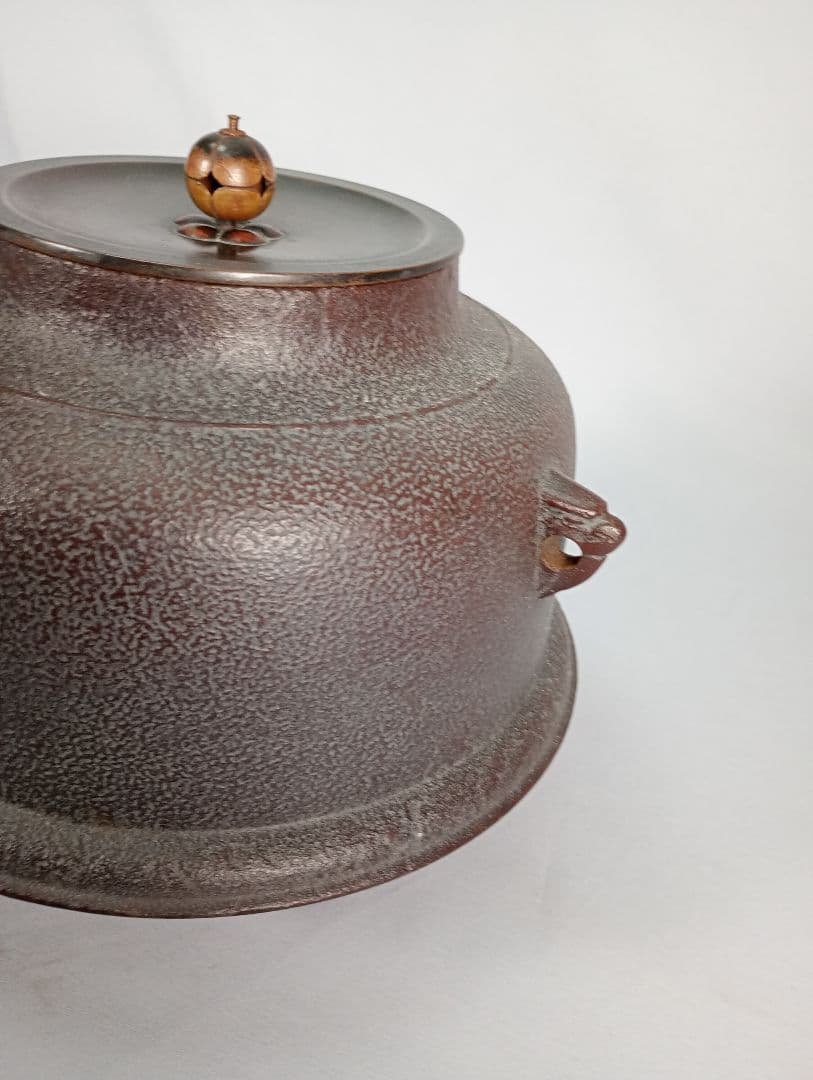 【茶道具】真形羽釜　菊池政光造　茶釜　釜367