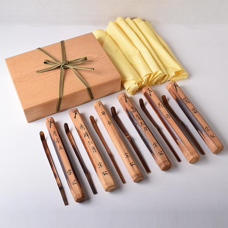 茶道具　宗公作　茶杓　銘「鶯笛」「花衣」など　六点　共筒共箱　V　R8456