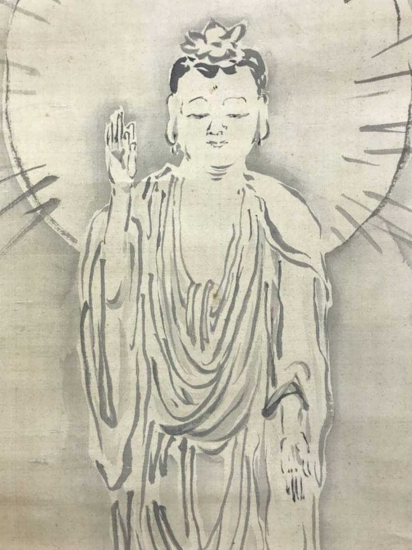 真作/渡辺小華/阿弥陀像図/阿弥陀如来/仏事掛軸/掛軸☆宝船☆AE-411