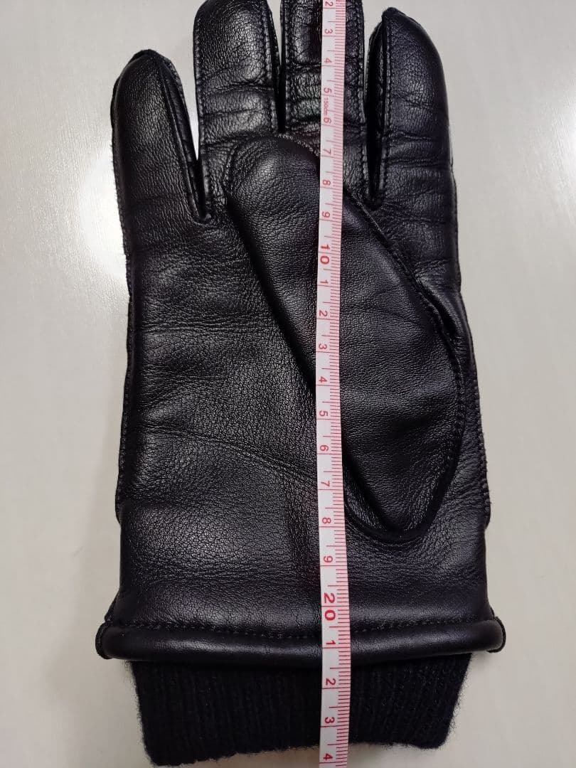 DENTS ブラックレザー手袋 ニットカフ付き　M