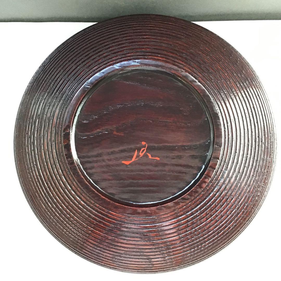 茶道具　樺溜塗糸目菓子器　塗師　堅地屋清兵衛作　堅清印　楽只斎好　共箱　S3KK