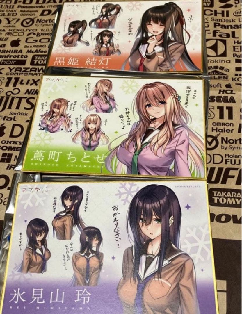 ピロ水(アマカノ) アマカノ2 アマカノ3 ミニ色紙　結灯　玲　ちとせ 3点