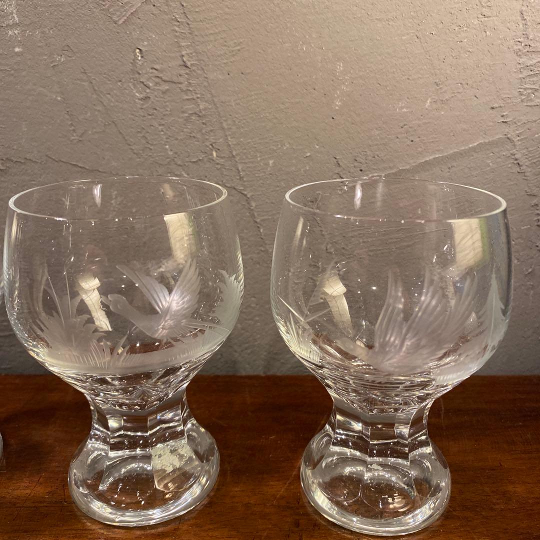 ボヘミアグラス リキュール ワイングラス 6点セット 鳥柄