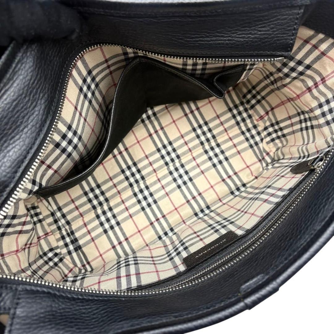 美品 BURBERRY バーバリー ハンドバッグ ノバチェック　レザー　ブラック
