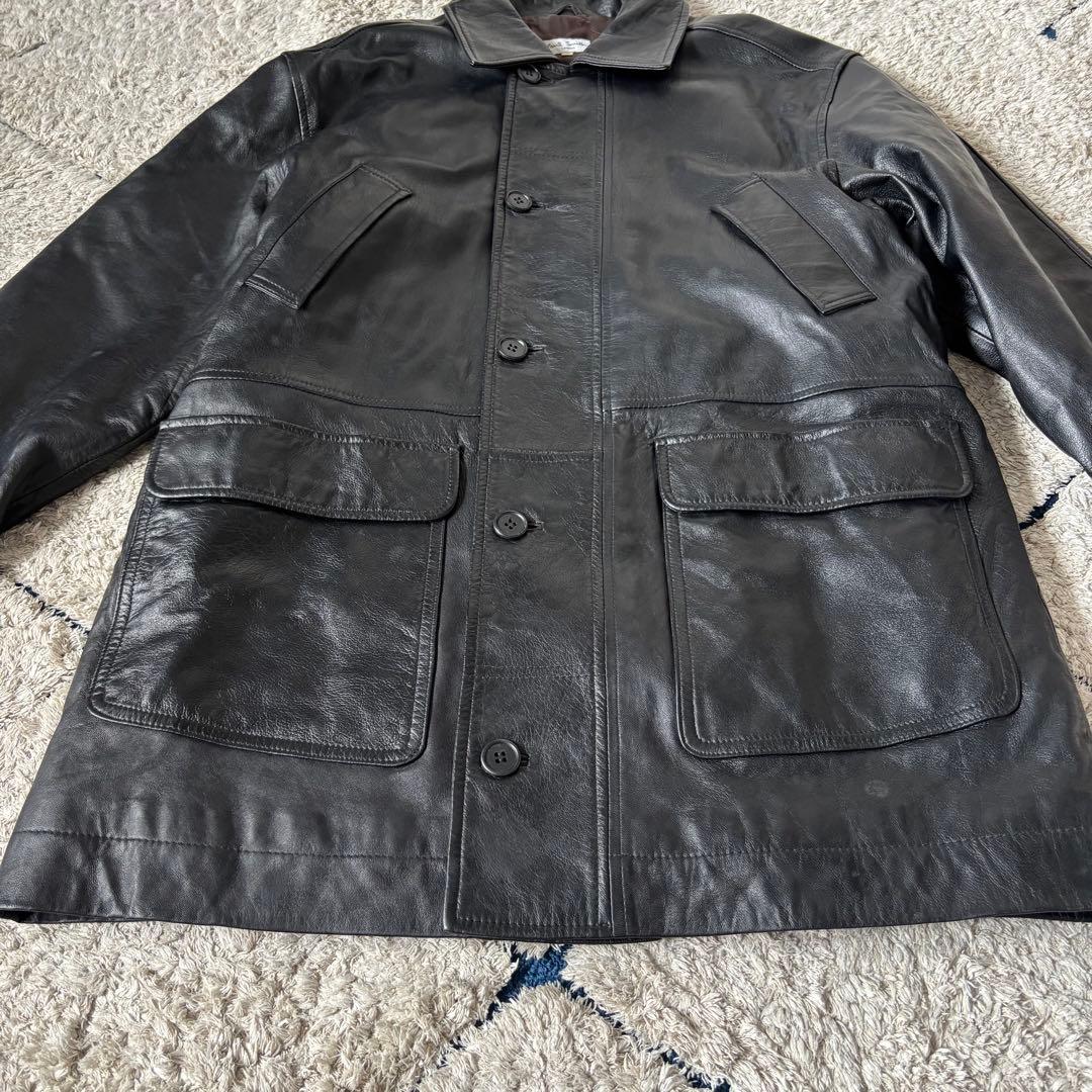 【本革✨】ポールスミス　レザーコート　ラムレザー　羊革　ロング　ブラック　黒
