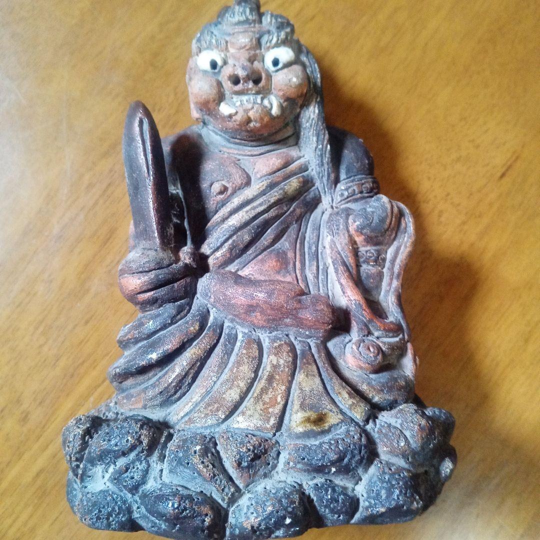 ★清水公照　不動明王坐像　泥佛　煎茶道具