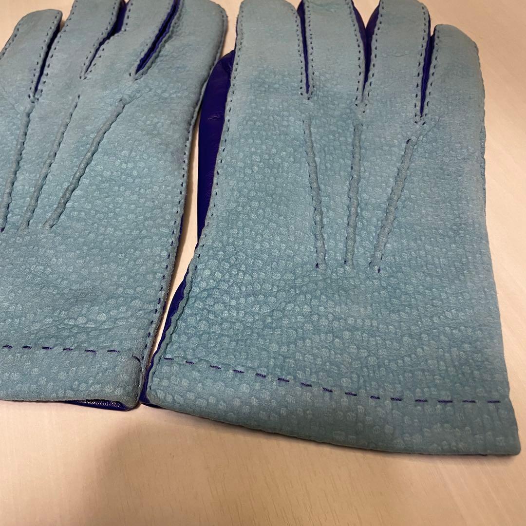 カピバラレザー☆メンズ☆手袋☆ブルー☆水色☆本革☆