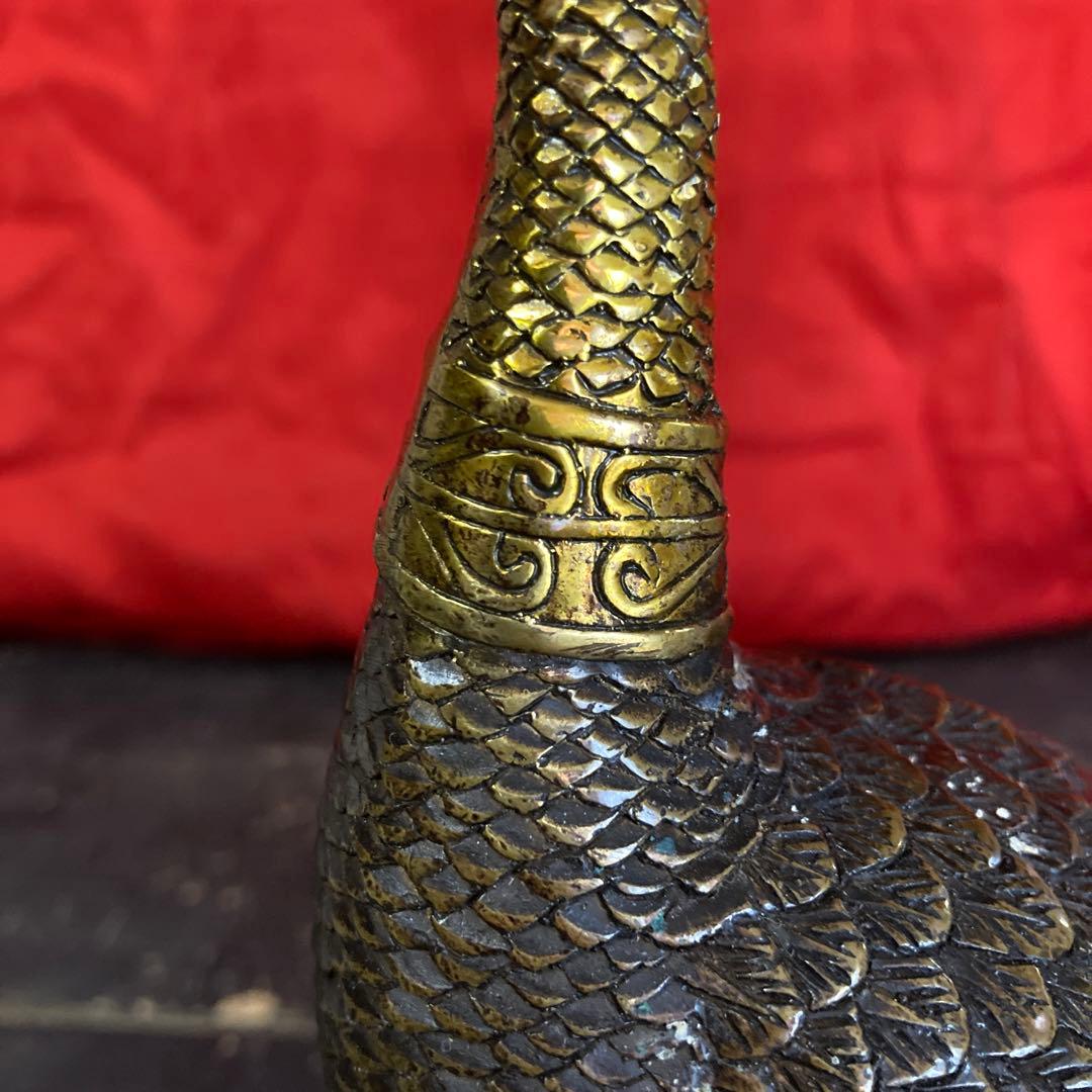 中国　古銅　孔雀像　置物　細密オブジェ　乾隆年製銘