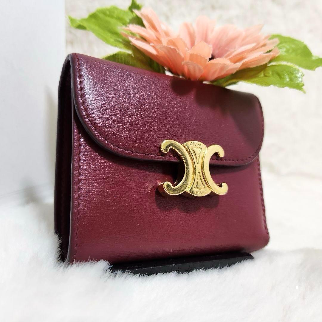 ✨未使用級　正規品✨セリーヌ　三つ折り　トリオンフ　スモールウォレット　レザー