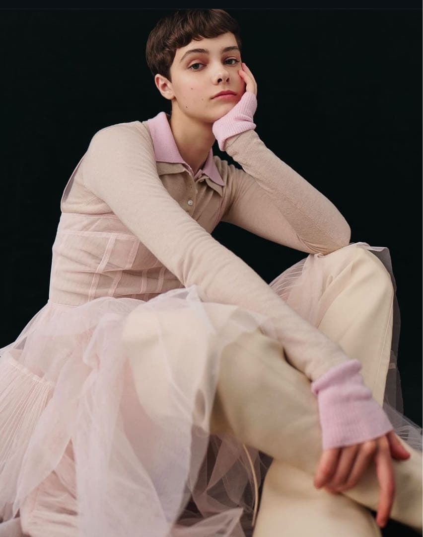 SNIDEL Sustainableレイヤードポロニットプルオーバー